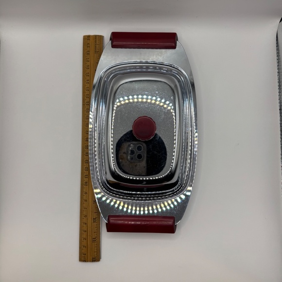 MCM Glo-Hill Gourmates Canada Chrome and Cherry Red Bakelite Butter Dish - Picture 5 of 8